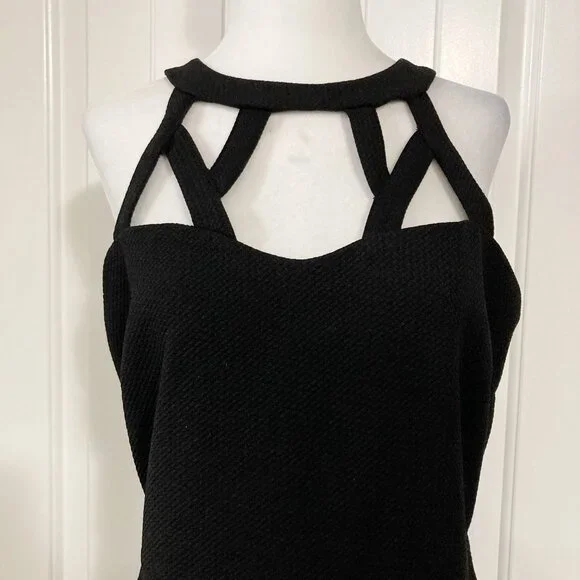 REITMAN'S Vintage black cut out design neckline fit & flare dress ~ SMALL MEDIUM - Picture 4 of 14